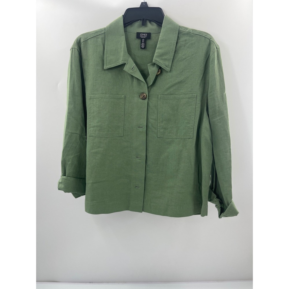 Jones New York Signature Green Utility Button Up Jacket Womens Large Pockets